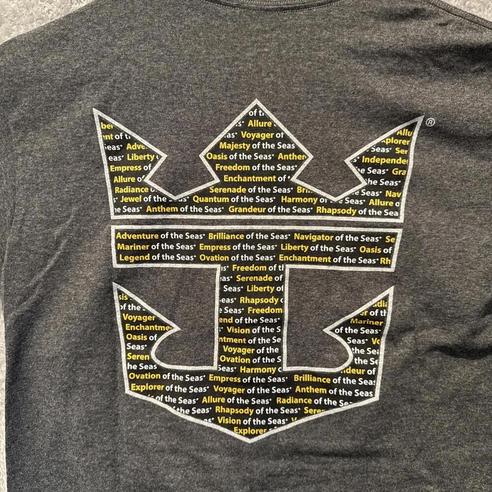 Royal Caribbean Gray Logo T-Shirt- Men's Size Small. 2 Sided!